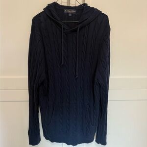 Brooks brothers Navy Blue Cable Knit Hoodie Sweater